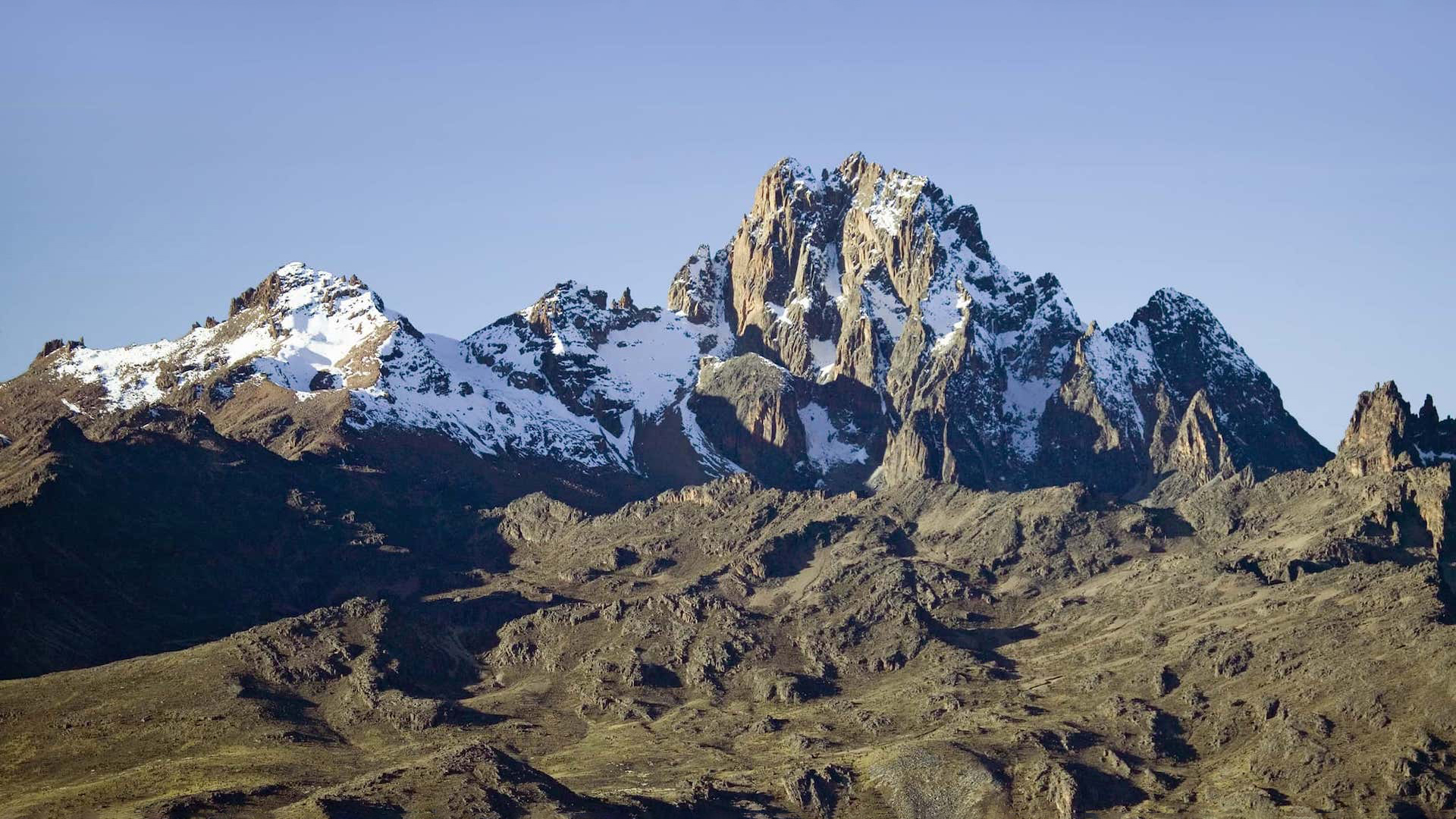 The rugged peaks of Mount Kenya, Africa’s second-highest mountain